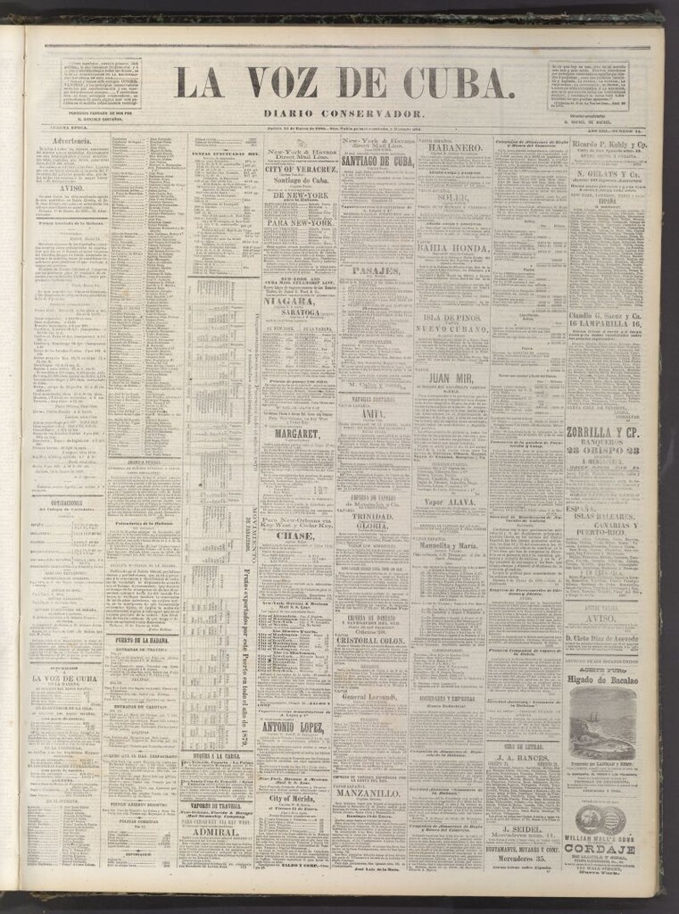 Miniatura de La Voz de Cuba: diario conservador del 15 de enero de 1880