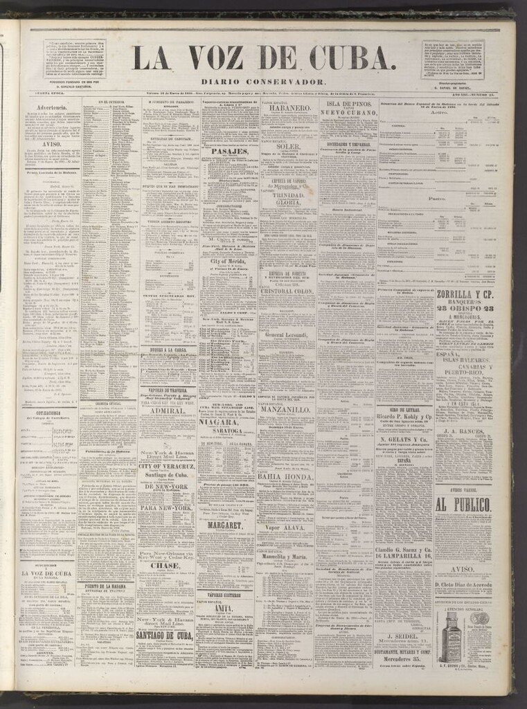 Miniatura de La Voz de Cuba: diario conservador del 16 de enero de 1880