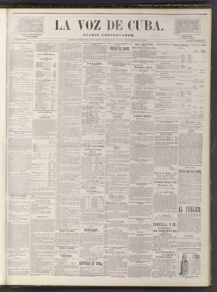 Miniatura de La Voz de Cuba: diario conservador del 18 de enero de 1880