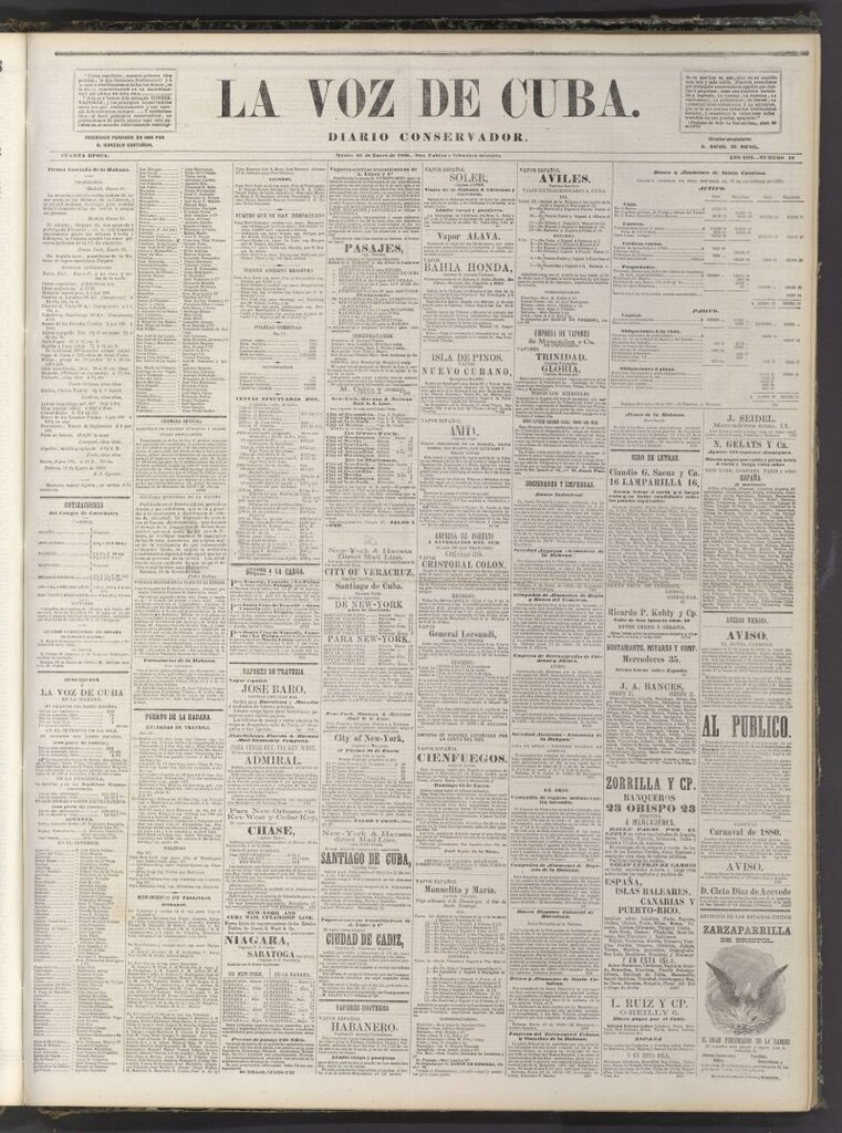 Miniatura de La Voz de Cuba: diario conservador del 20 de enero de 1880