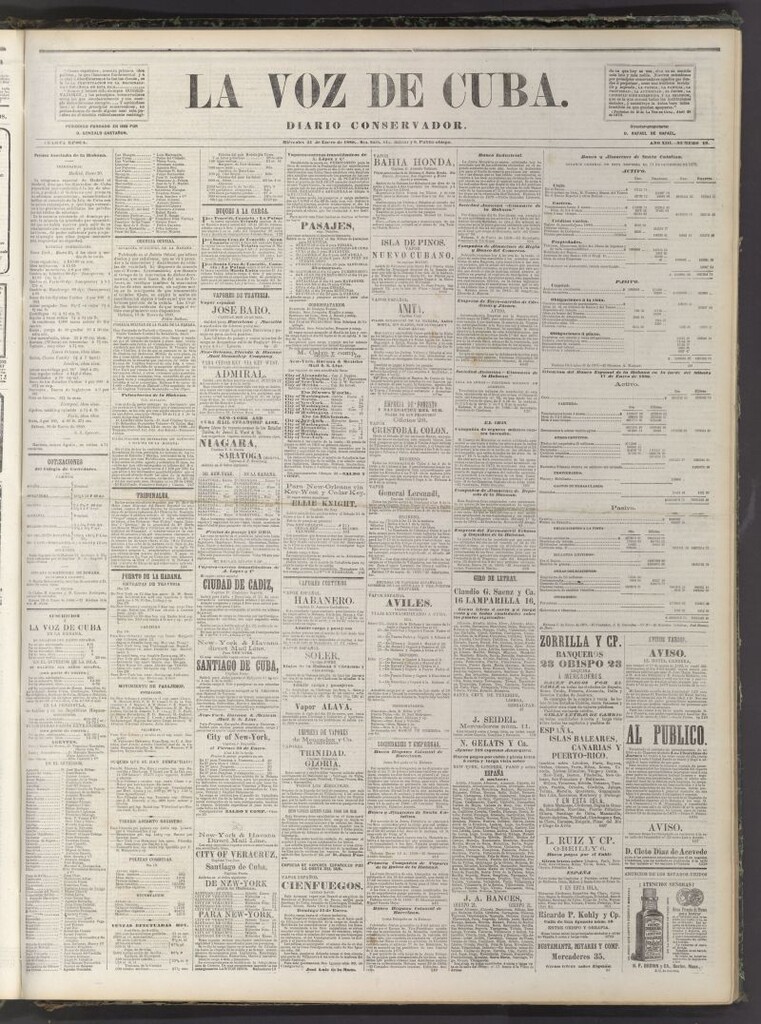 Miniatura de La Voz de Cuba: diario conservador del 21 de enero de 1880