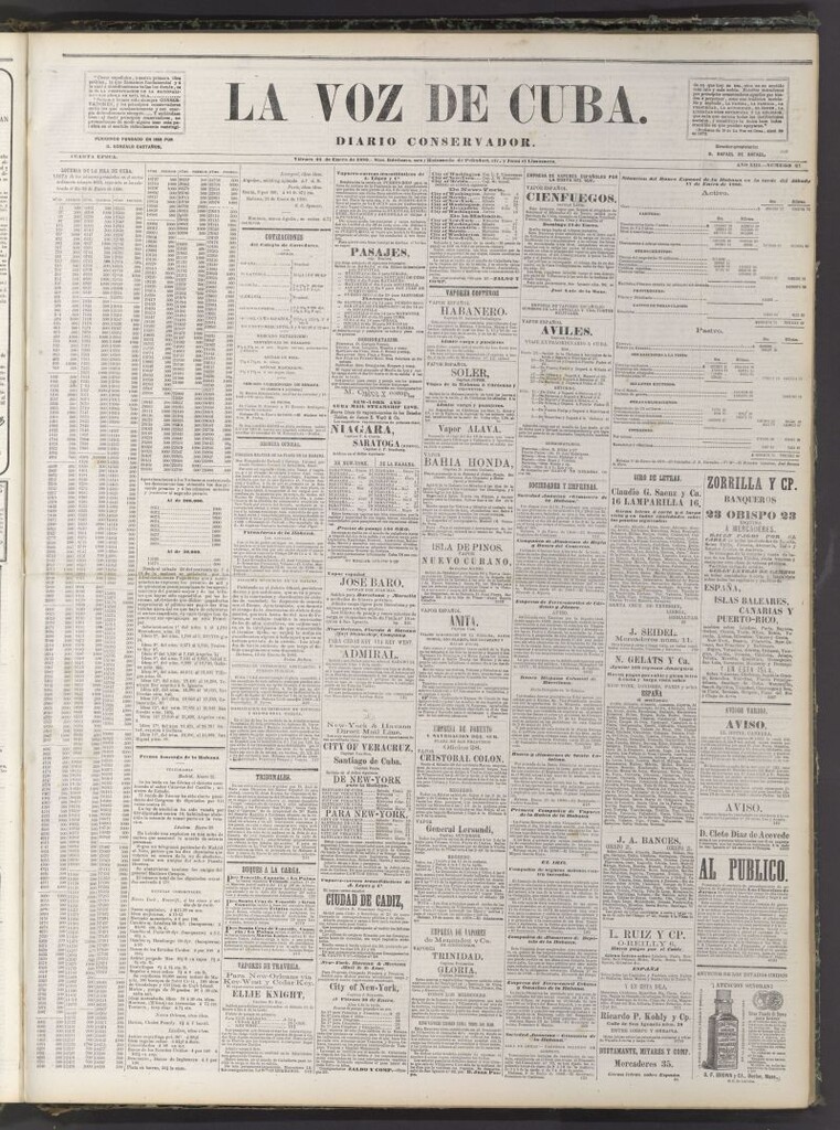 Miniatura de La Voz de Cuba: diario conservador del 23 de enero de 1880