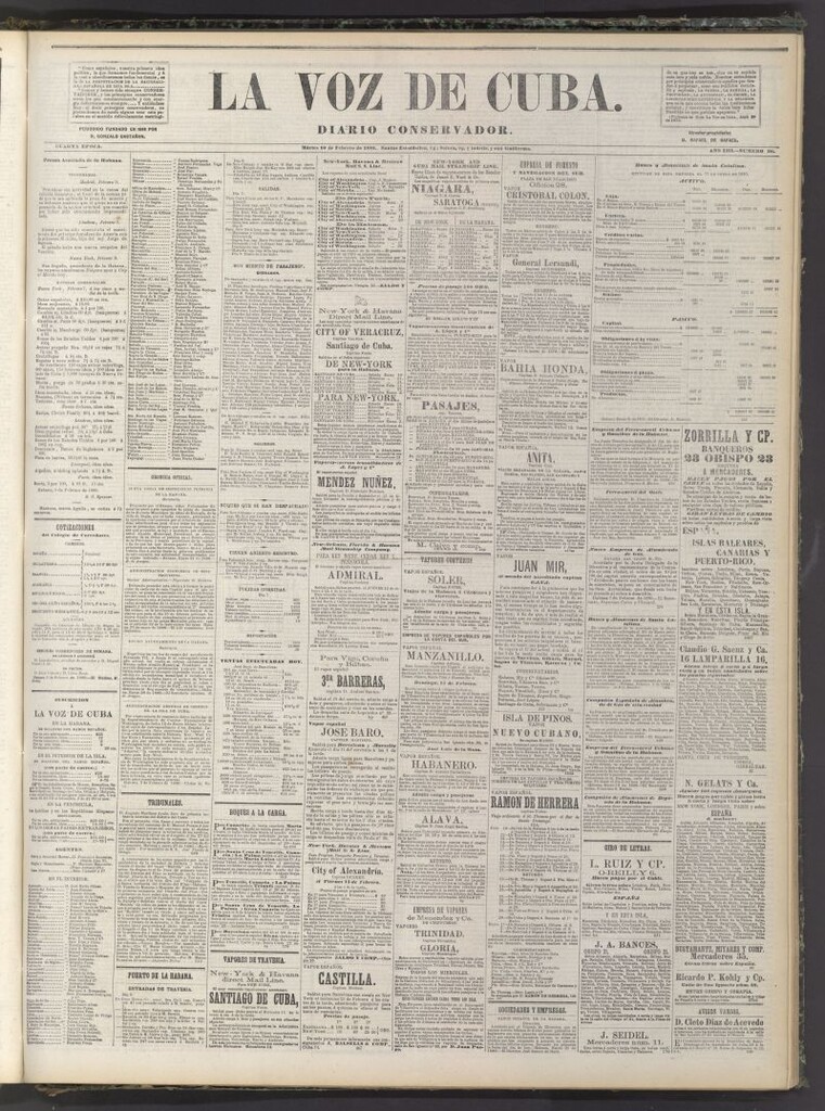 Miniatura de La Voz de Cuba: diario conservador del 10 de febrero de 1880