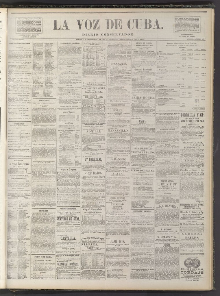 Miniatura de La Voz de Cuba: diario conservador del 11 de febrero de 1880