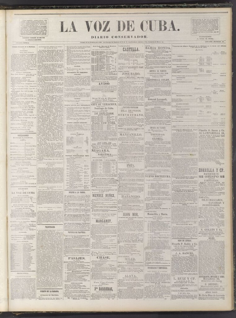 Miniatura de La Voz de Cuba: diario conservador del 13 de febrero de 1880