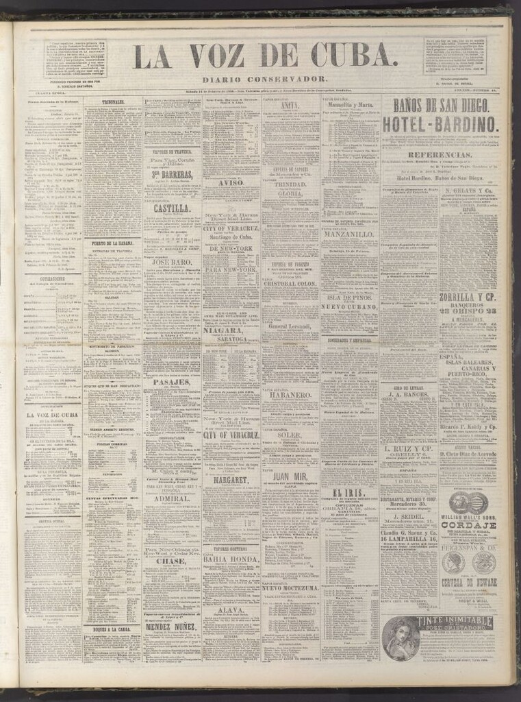 Miniatura de La Voz de Cuba: diario conservador del 14 de febrero de 1880