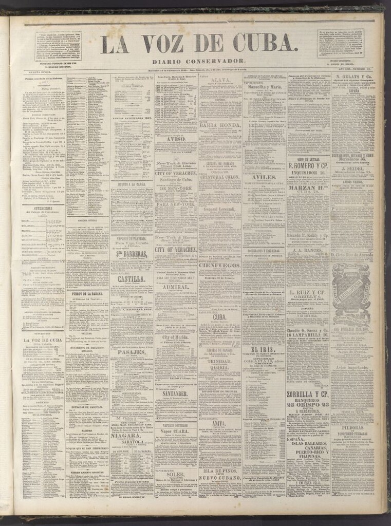 Miniatura de La Voz de Cuba: diario conservador del 18 de febrero de 1880