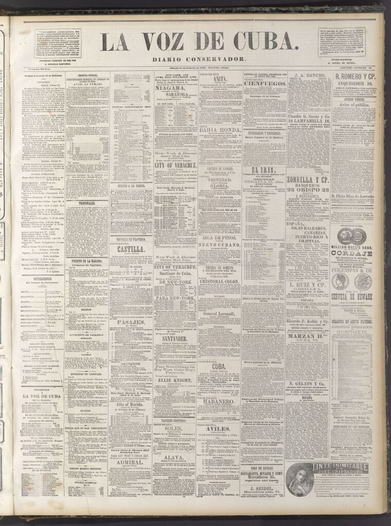 Miniatura de La Voz de Cuba: diario conservador del 21 de febrero de 1880