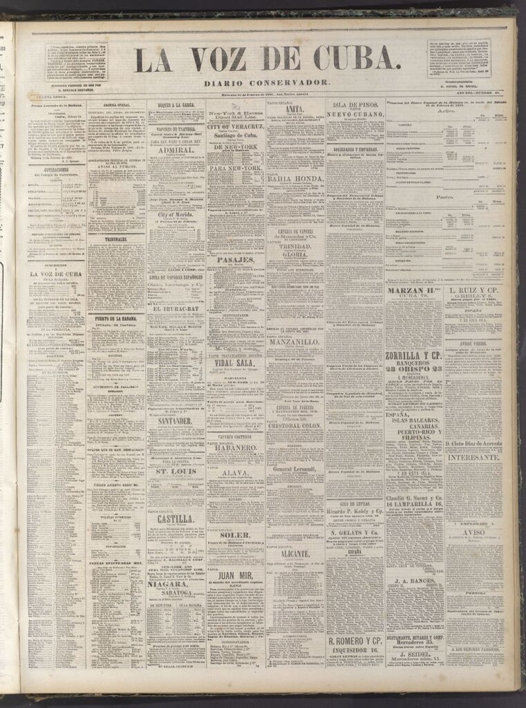 Miniatura de La Voz de Cuba: diario conservador del 25 de febrero de 1880