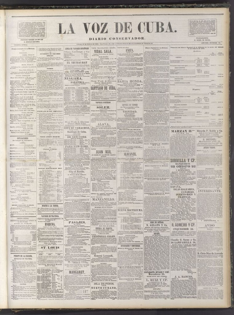 Miniatura de La Voz de Cuba: diario conservador del 27 de febrero de 1880