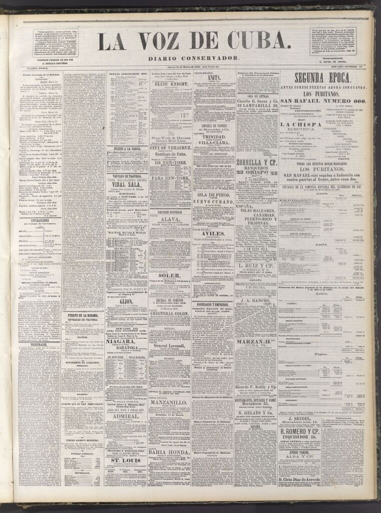 Miniatura de La Voz de Cuba: diario conservador del 12 de marzo de 1880