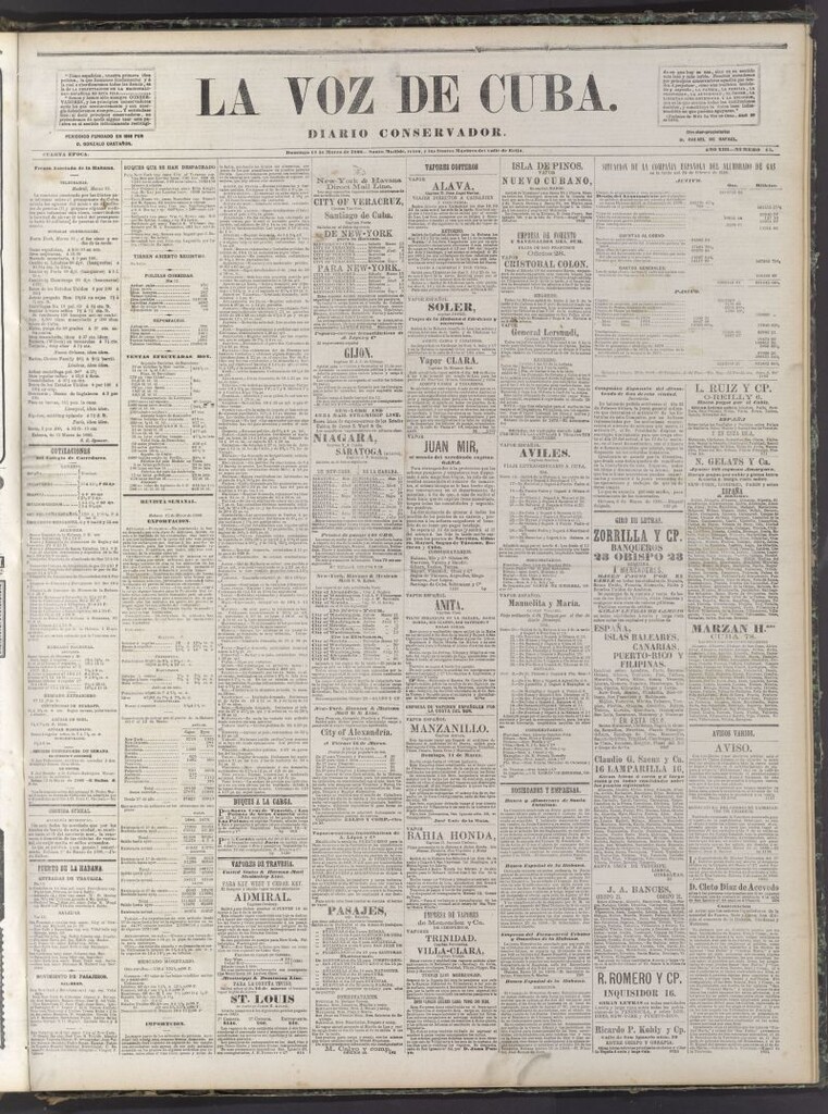 Miniatura de La Voz de Cuba: diario conservador del 14 de marzo de 1880