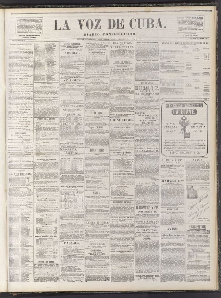 Miniatura de La Voz de Cuba: diario conservador del 16 de marzo de 1880
