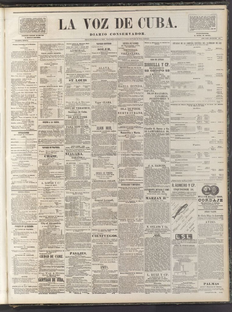 Miniatura de La Voz de Cuba: diario conservador del 18 de marzo de 1880