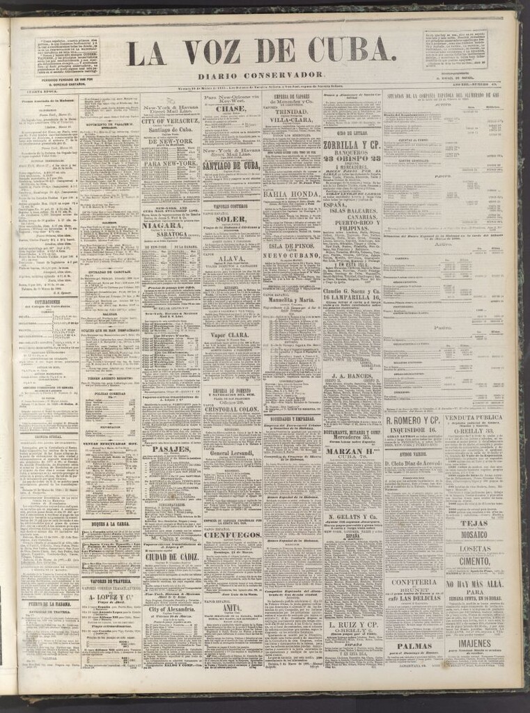 Miniatura de La Voz de Cuba: diario conservador del 19 de marzo de 1880