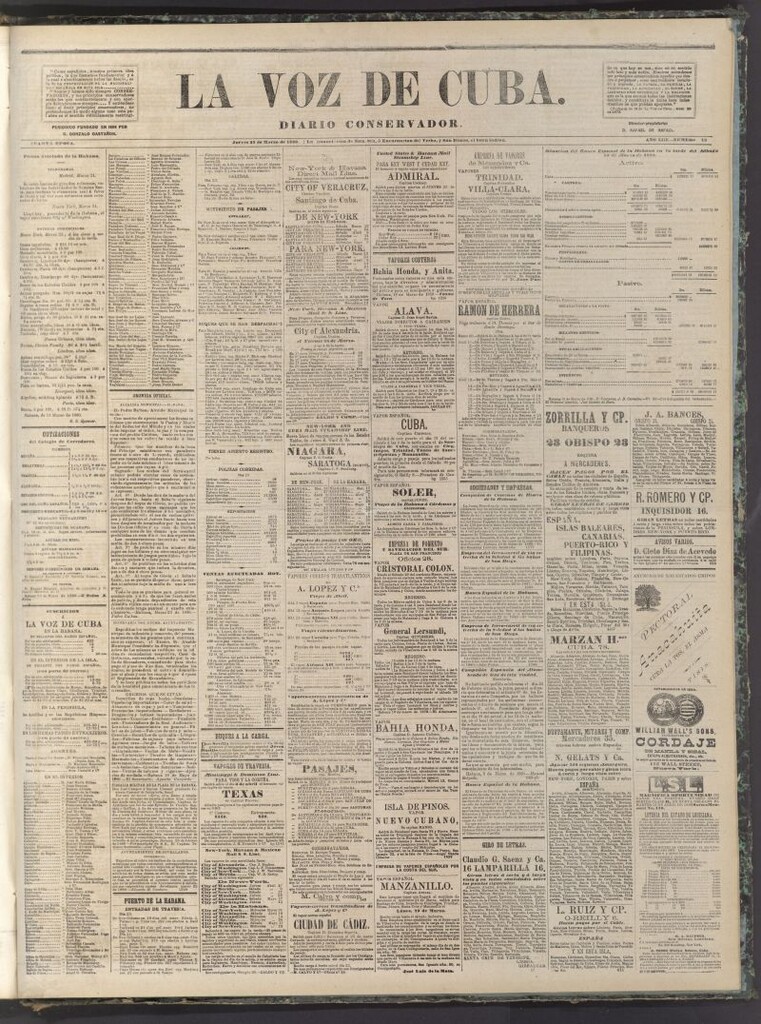 Miniatura de La Voz de Cuba: diario conservador del 25 de marzo de 1880