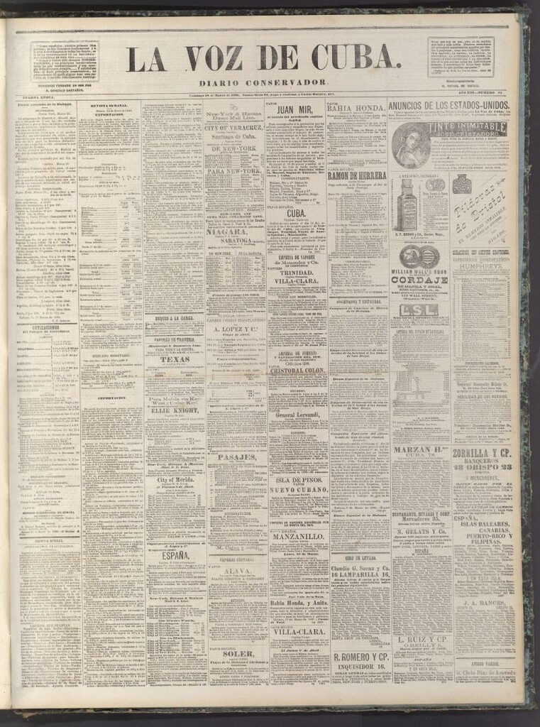 Miniatura de La Voz de Cuba: diario conservador del 28 de marzo de 1880