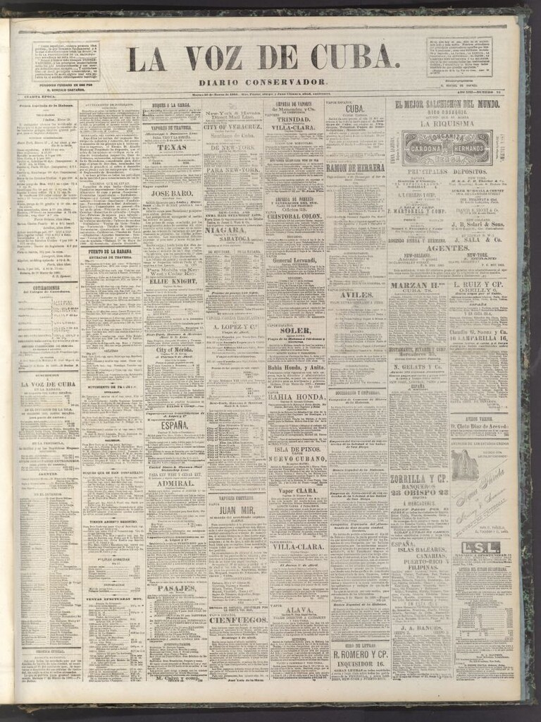 Miniatura de La Voz de Cuba: diario conservador del 30 de marzo de 1880