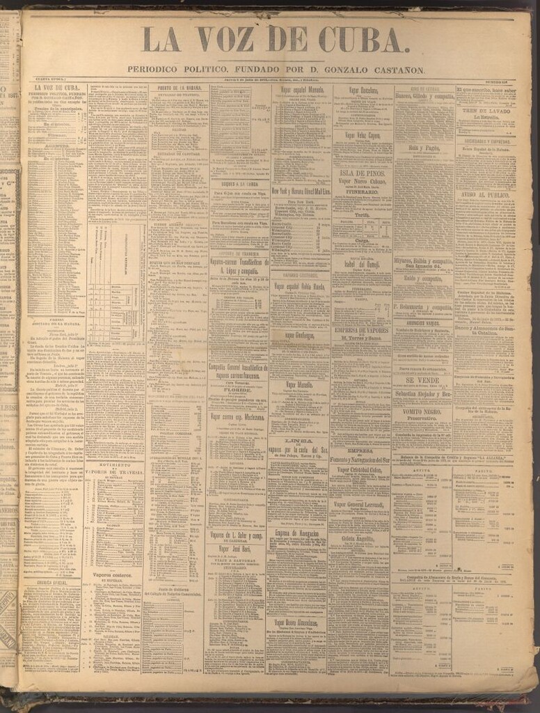 Miniatura de La Voz de Cuba: diario conservador del 3 de julio de 1873