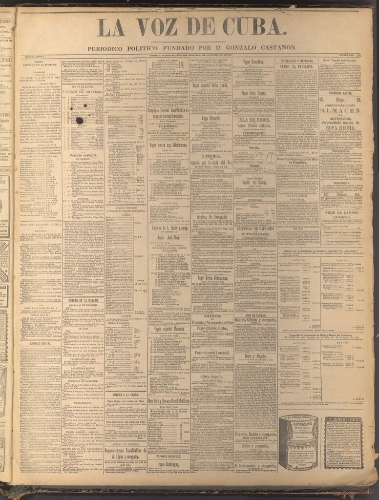 Miniatura de La Voz de Cuba: diario conservador del 4 de julio de 1873