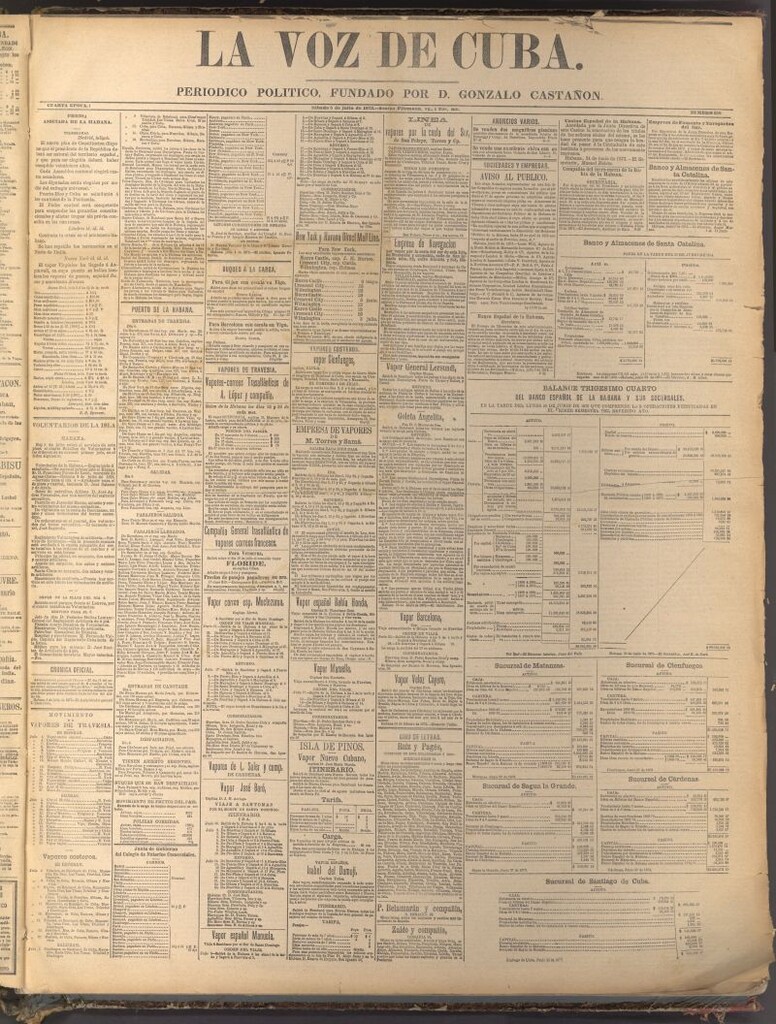 Miniatura de La Voz de Cuba: diario conservador del 5 de julio de 1873