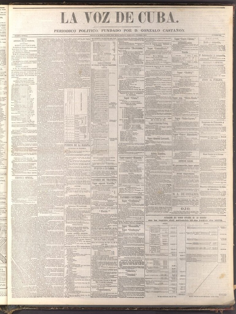 Miniatura de La Voz de Cuba: diario conservador del 17 de julio de 1873