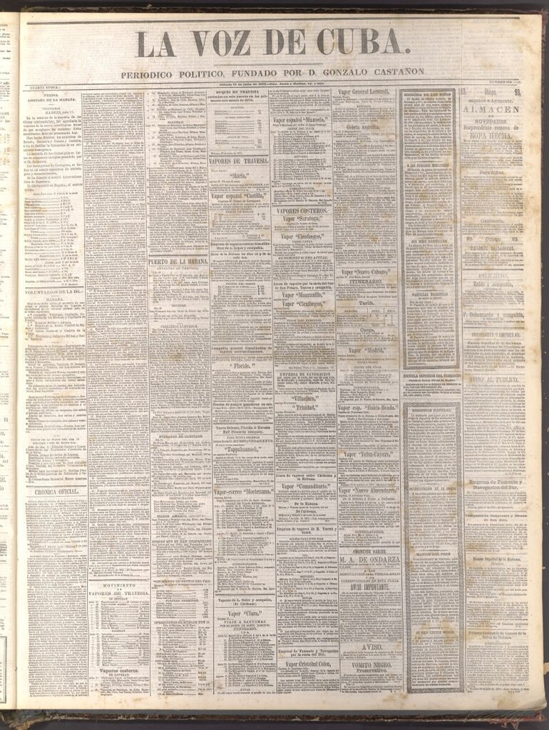 Miniatura de La Voz de Cuba: diario conservador del 19 de julio de 1873