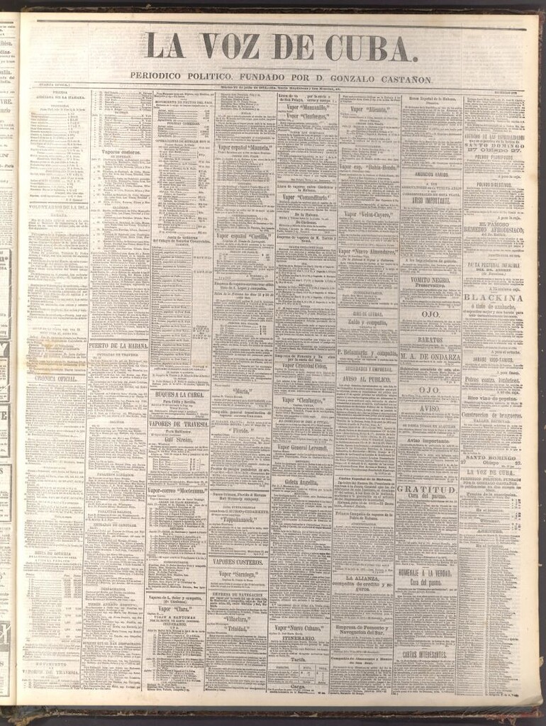 Miniatura de La Voz de Cuba: diario conservador del 22 de julio de 1873
