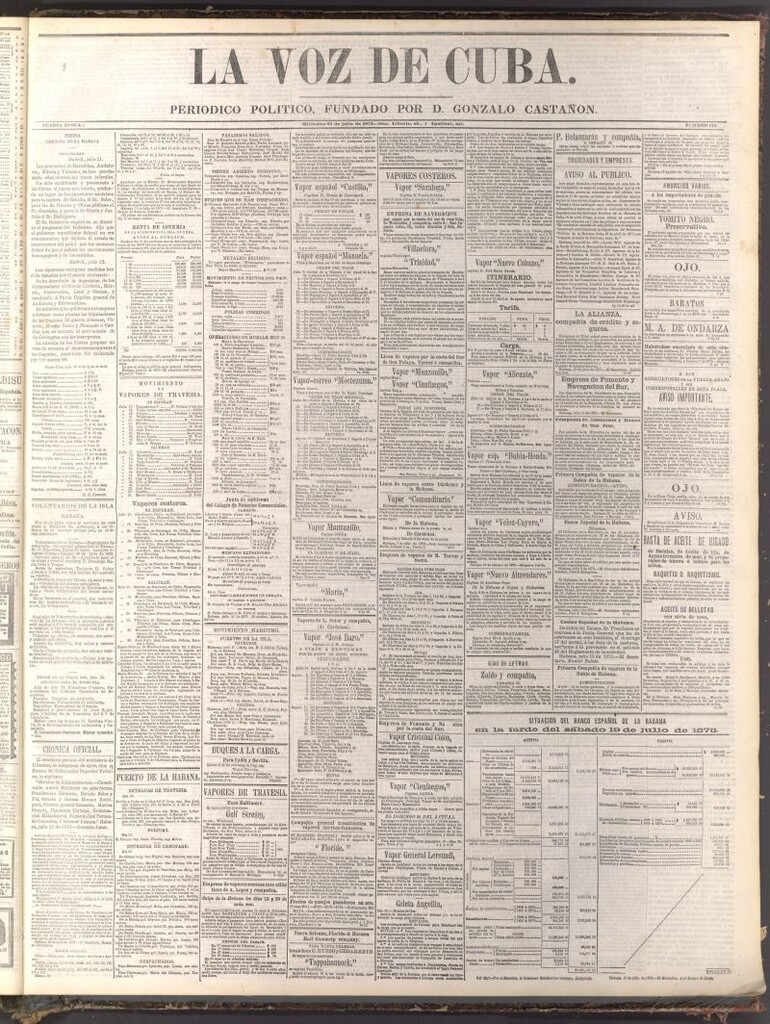 Miniatura de La Voz de Cuba: diario conservador del 23 de julio de 1873