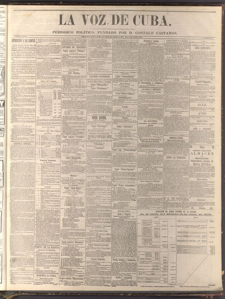 Miniatura de La Voz de Cuba: diario conservador del 26 de julio de 1873