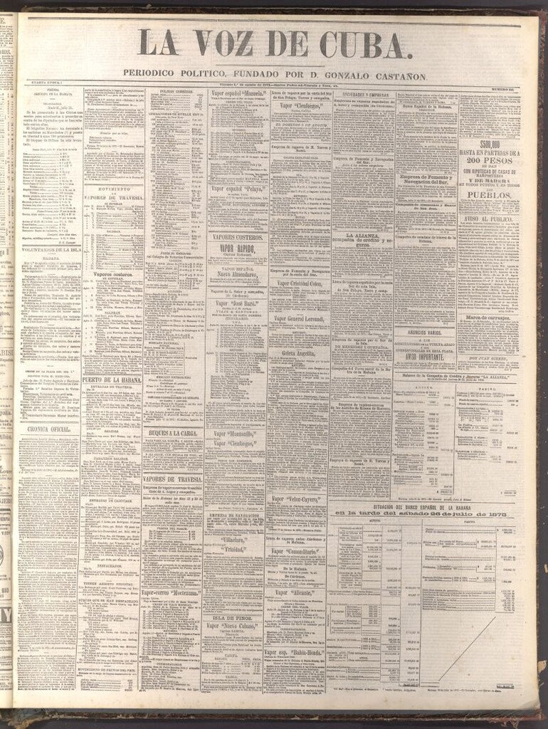 Miniatura de La Voz de Cuba: diario conservador del 1 de agosto de 1873
