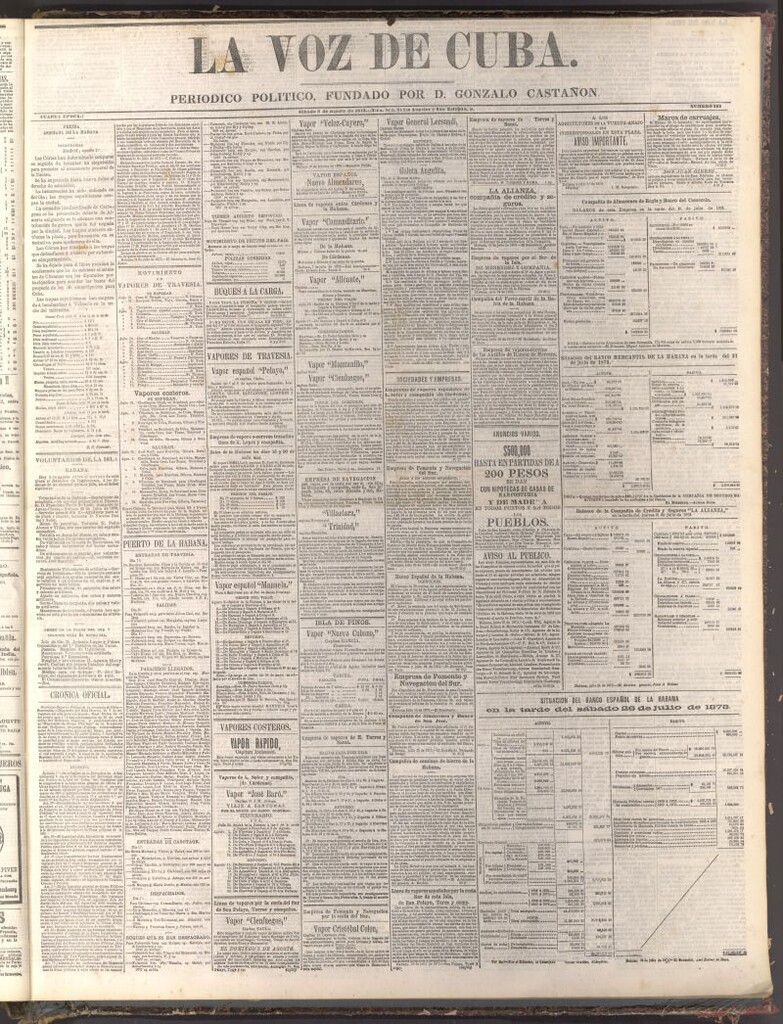 Miniatura de La Voz de Cuba: diario conservador del 2 de agosto de 1873