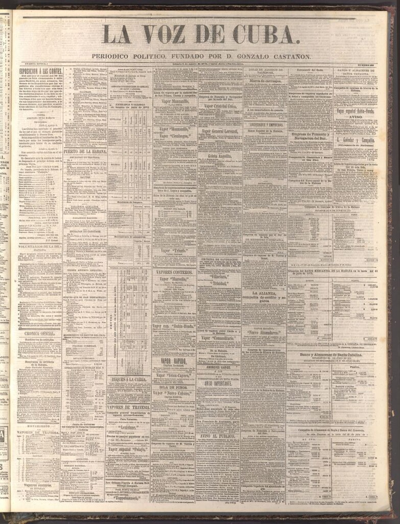 Miniatura de La Voz de Cuba: diario conservador del 9 de agosto de 1873