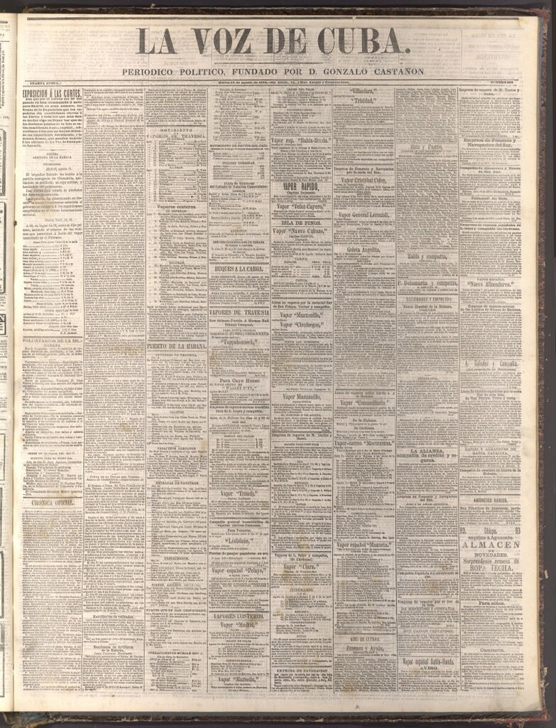 Miniatura de La Voz de Cuba: diario conservador del 12 de agosto de 1873