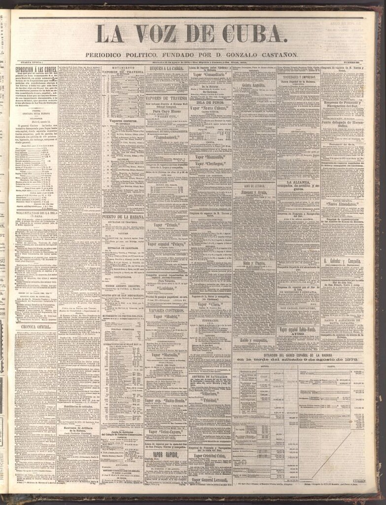 Miniatura de La Voz de Cuba: diario conservador del 13 de agosto de 1873