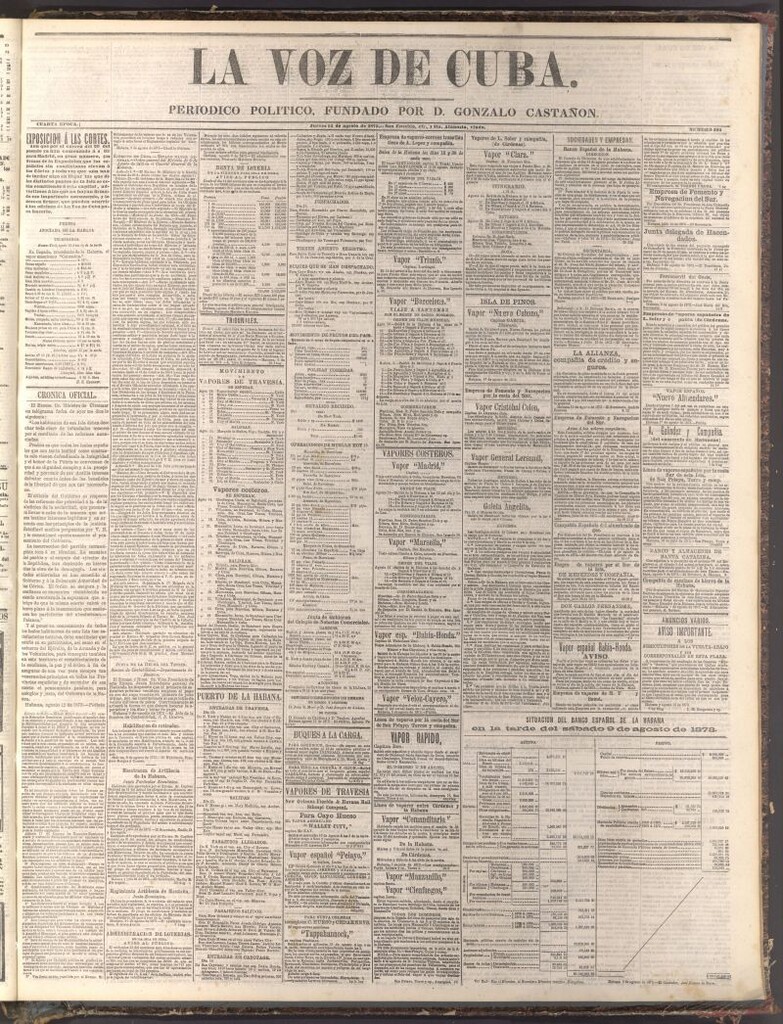 Miniatura de La Voz de Cuba: diario conservador del 14 de agosto de 1873