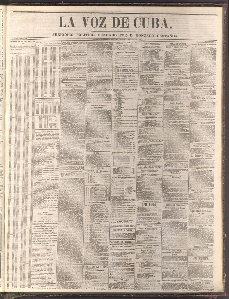 Miniatura de La Voz de Cuba: diario conservador del 15 de agosto de 1873