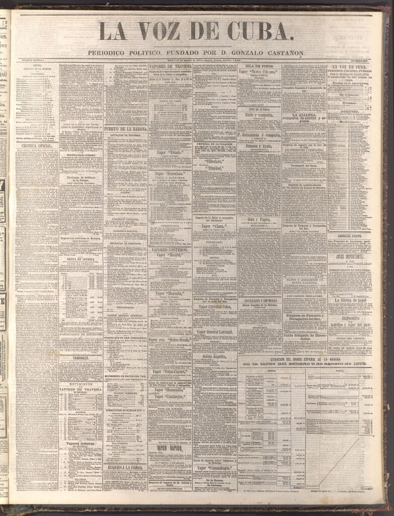Miniatura de La Voz de Cuba: diario conservador del 19 de agosto de 1873