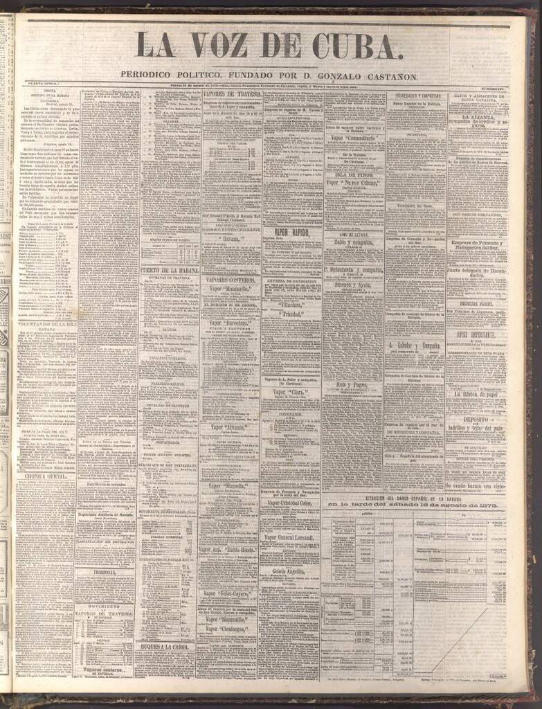 Miniatura de La Voz de Cuba: diario conservador del 21 de agosto de 1873