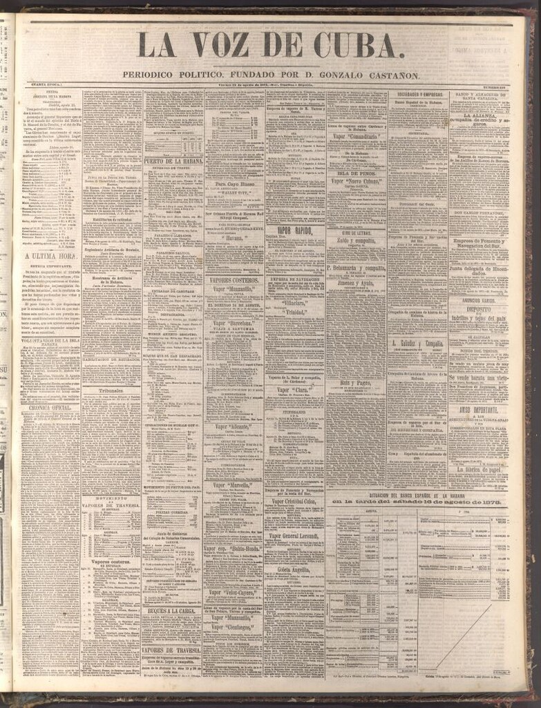 Miniatura de La Voz de Cuba: diario conservador del 22 de agosto de 1873