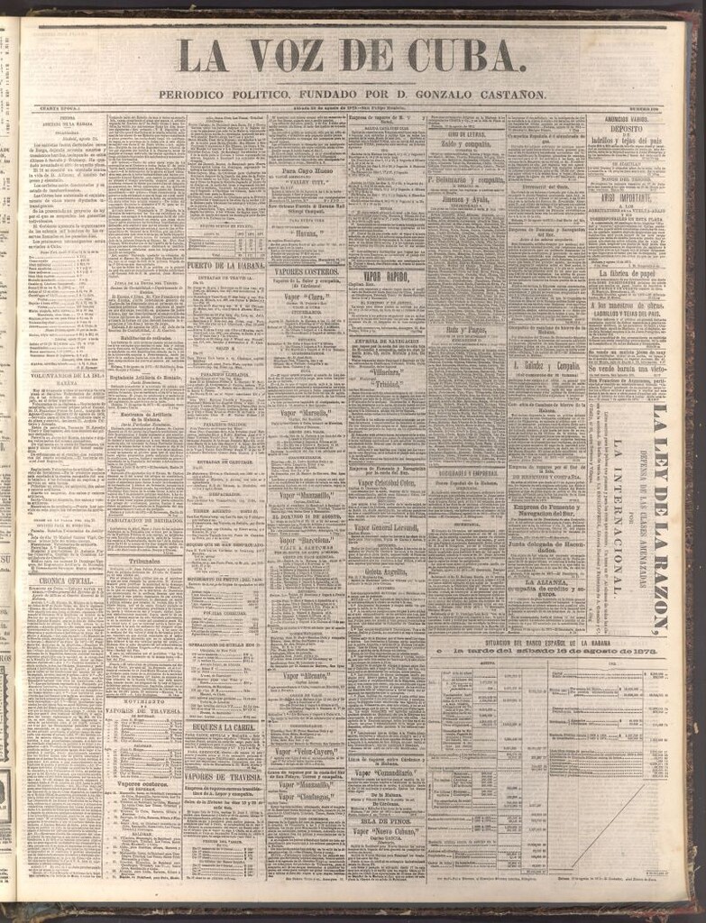Miniatura de La Voz de Cuba: diario conservador del 23 de agosto de 1873