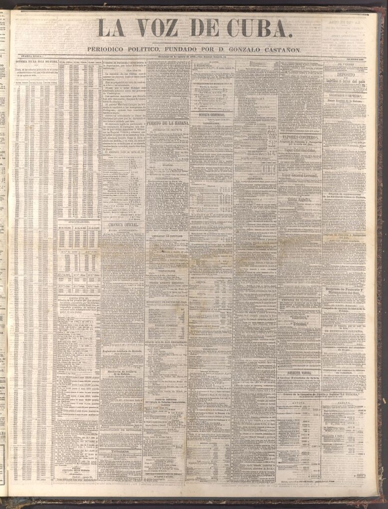 Miniatura de La Voz de Cuba: diario conservador del 31 de agosto de 1873