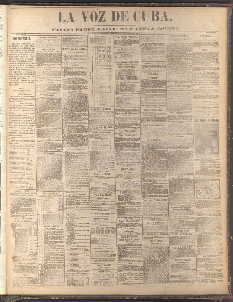 Miniatura de La Voz de Cuba: diario conservador del 16 de septiembre de 1873