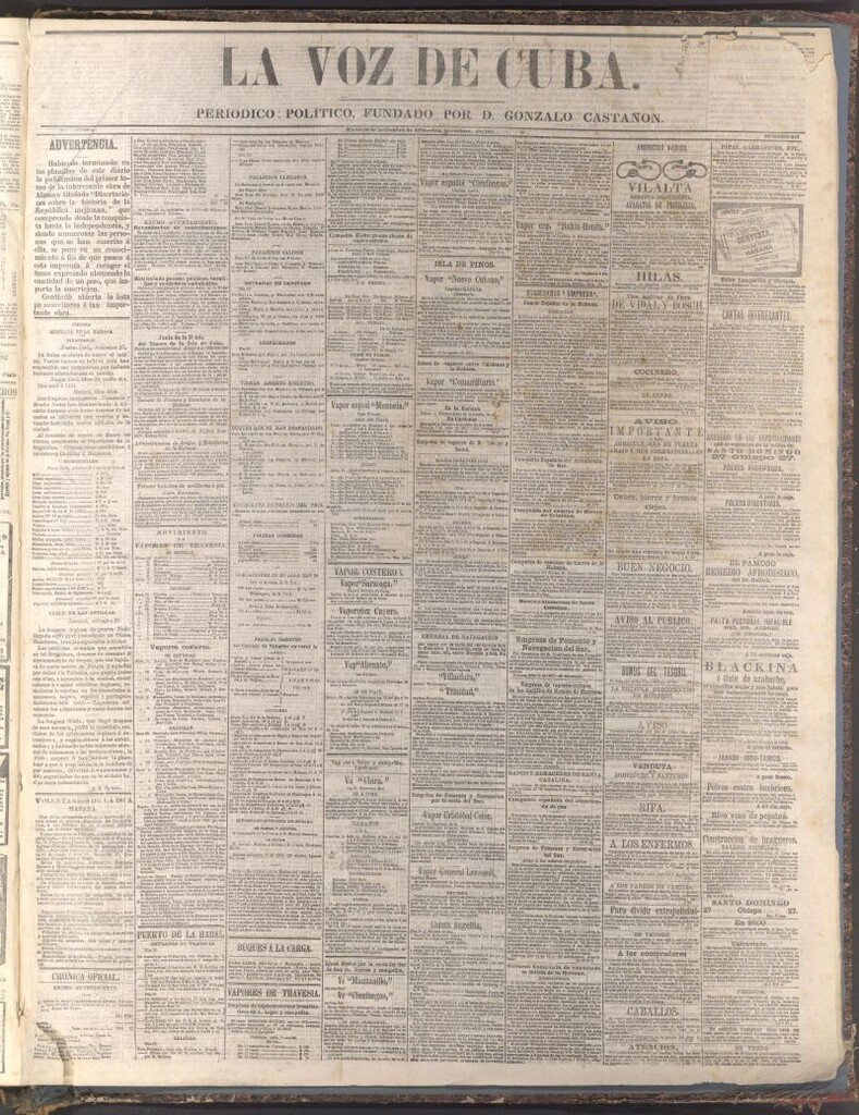 Miniatura de La Voz de Cuba: diario conservador del 30 de septiembre de 1873