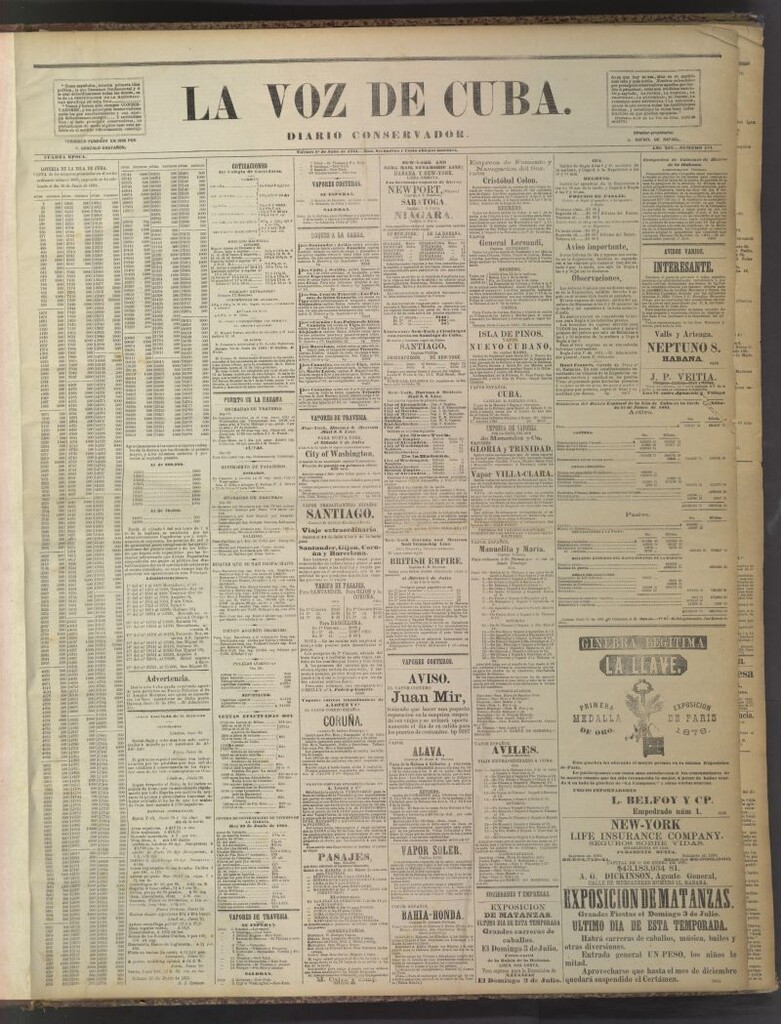 Miniatura de La Voz de Cuba: diario conservador del 1 de julio de 1881