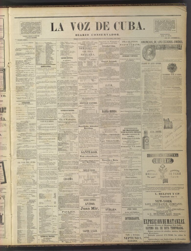 Miniatura de La Voz de Cuba: diario conservador del 2 de julio de 1881