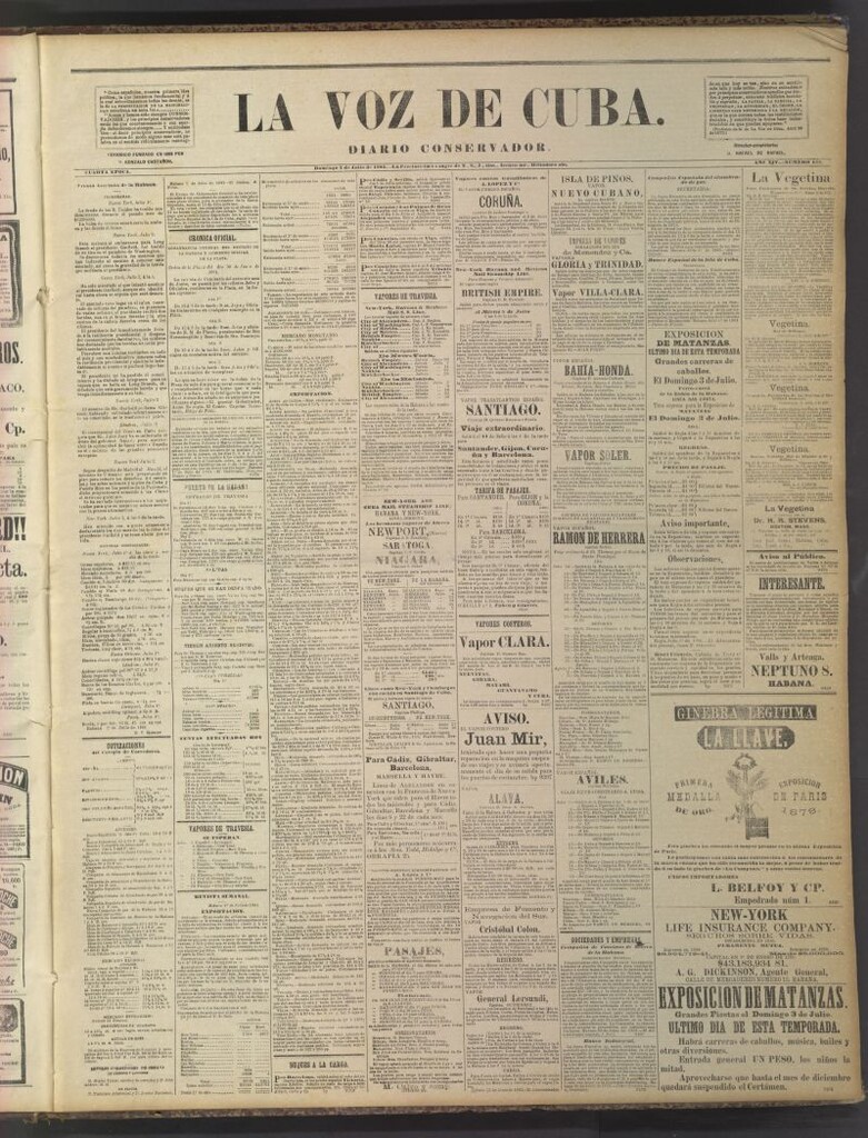Miniatura de La Voz de Cuba: diario conservador del 3 de julio de 1881