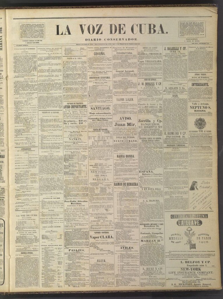 Miniatura de La Voz de Cuba: diario conservador del 5 de julio de 1881
