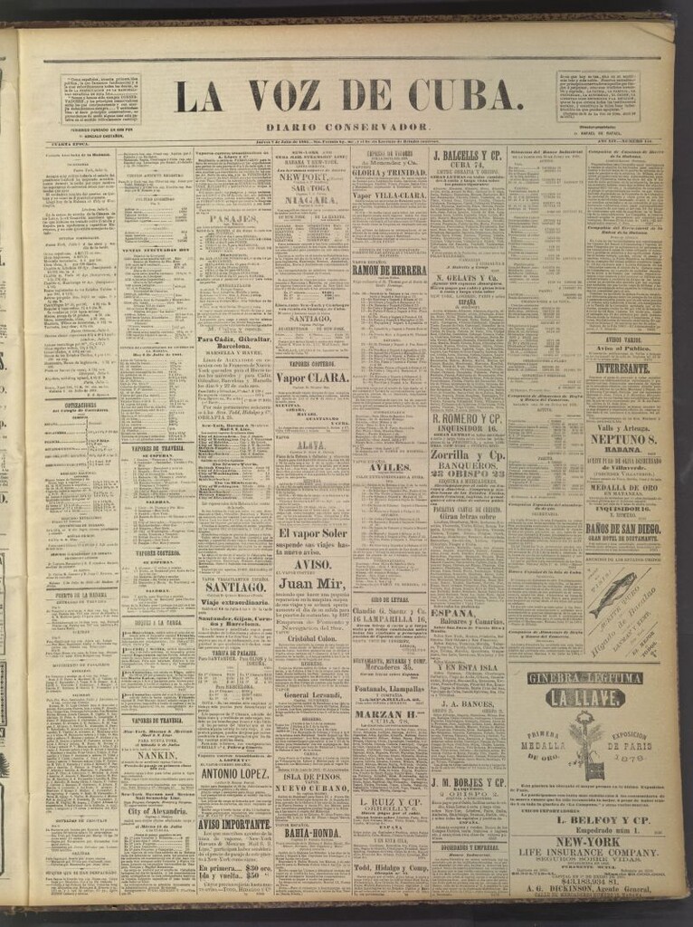 Miniatura de La Voz de Cuba: diario conservador del 7 de julio de 1881