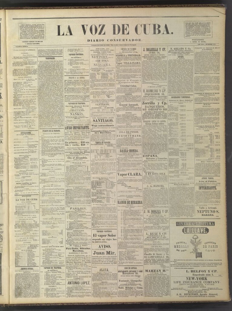 Miniatura de La Voz de Cuba: diario conservador del 8 de julio de 1881